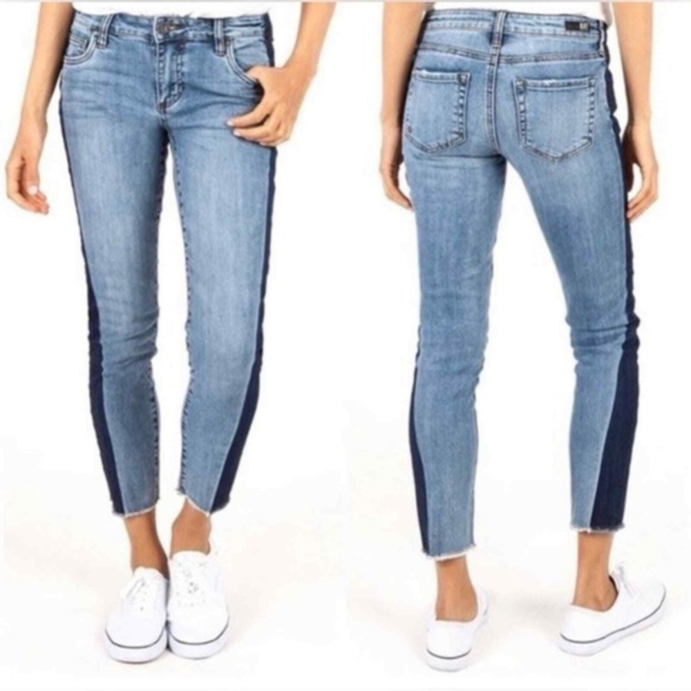Kut From The Kloth Reese Two Toned Ankle Straight Jeans Size 4 Raw Hem New!!!‎